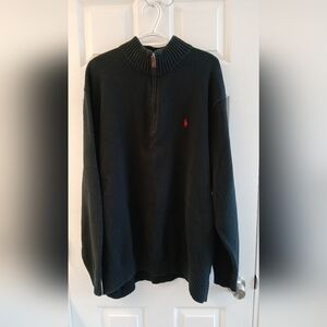 Polo Ralph Lauren Mock‑Neck Quarter‑Zip Sweater – Black w/ Red Pony – 3XLT